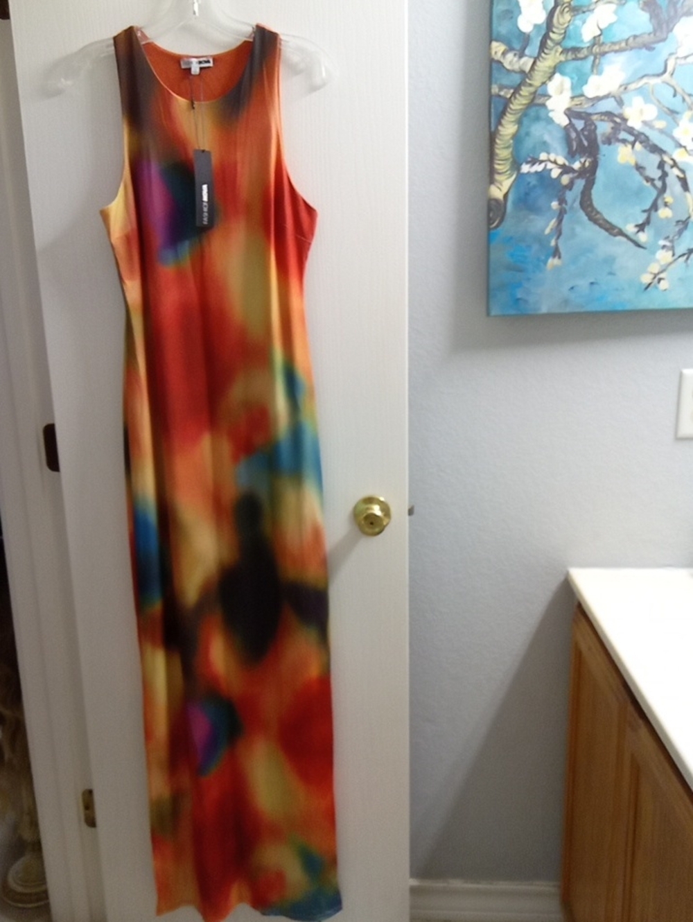 Sleeveless Multicolor Abstract Maxi Dress - Unbranded
